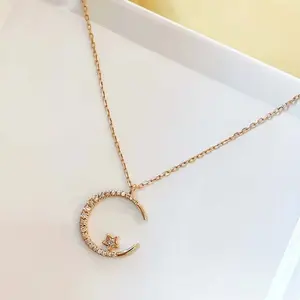 Women's star and moon necklace is super shiny,. A unique and luxurious birthday gift for female students