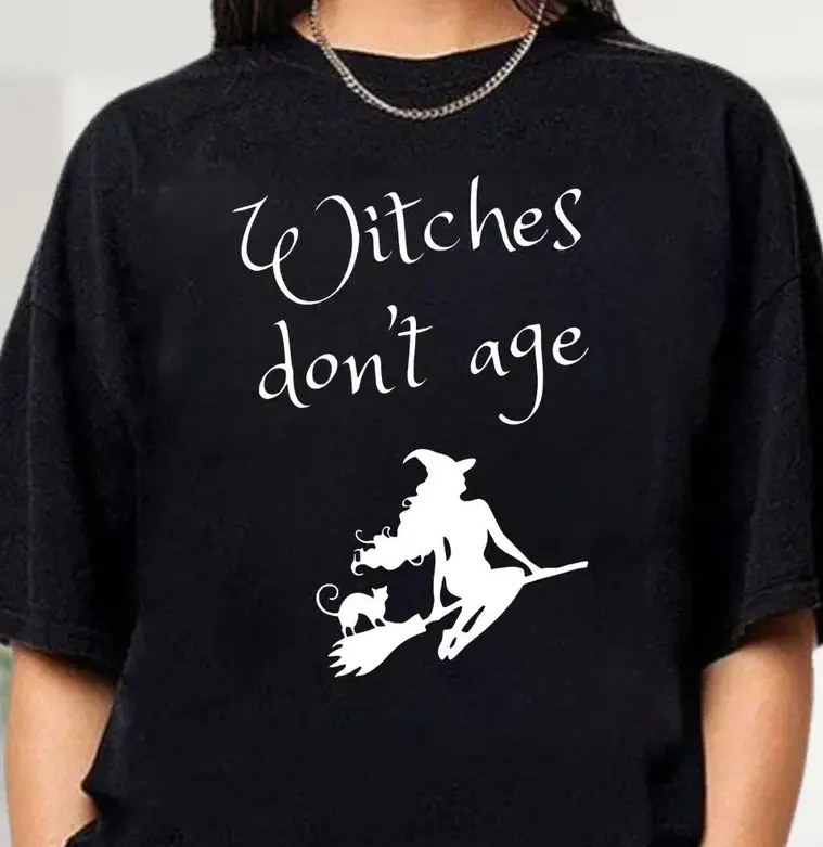 Witches Don't Age Shirt, Gothic Witch Flying Shirt, Halloween Witchy Shirt, Spooky Dark Shirt#SohoChic