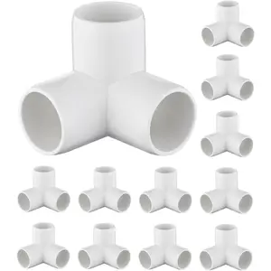 12-Pack 3 Way PVC Fittings 3/4 Inch, Furniture Grade PVC Pipe Connector Elbow for All DIY Structure and Frames, SCH40 Pipe Tee Corner Fitting