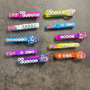 Spoon U ate no crumbs sports clips & cheer Pins - Handcrafted Wooden Clothespins with Glitter & Plastic Charms for Team Events - Set of 10 pins- Perfect for Games & Tournaments