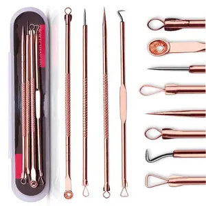 Double Head Blackhead Cleaning Tools Set, 4pcs/set Pimple Comedone Extractor Tool, Pimple Popper Tool, Skin Care Tool for Nose Face Skin