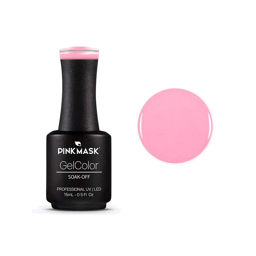 Pale Pink Gel Nail Polish (Pinky Promise), 15ml Professional UV/LED Soak-Off Lacquer with Brush & Bottle, Long-Lasting Vegan 13-Free Formula Beauty Products for Manicure (Pink Mask Compatible)