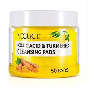 Yecuce Kojic Acid & Turmeric Cleansing Pads, Turmeric Face Scrub Pads, Gently Cleans Pores, Nourishing & Firming The Skin (50 Pads)