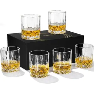 Whiskey Glasses Set of 6, 11 OZ Old-Fashioned, Rum & Scotch Glasses Glassware Set Versatile Design