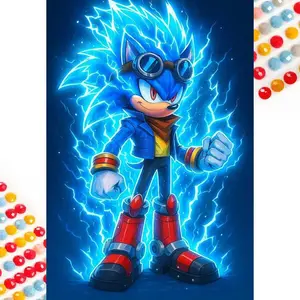 5D DIY Full Drill Diamond Painting - Blue Hedgehog Diamond Art Kit, Mosaic Canvas DIY Wall Art, Home Wall Decor