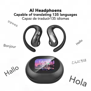 AI earplugs, wireless AI translation in 144 languages, Bluetooth smart headset, with LCD screen