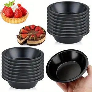 12 Pack Mini Round Pie Pans - Reusable Roasting Pans for Small Pies - Non-Stick Carbon Steel, 5-Inch Diameter, Easy Food Release, Durable, Perfect for Baking and Cooking
