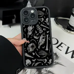 Case for iPhone 17 Pro Max 16 16e 15 14 Plus 13 12 11 Air XR X XS Sheep skull Pattern Drop Protection Shockproof Soft Silicone smartphone Cover Gifts for women men girls boys