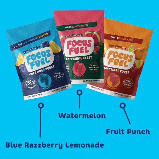 FocusFuel Caffeine Gummies for Energy & Focus – Clean, Crash-Free Boost (50mg per Gummy) | FocusFuel Sample Pack (18 Gummies)