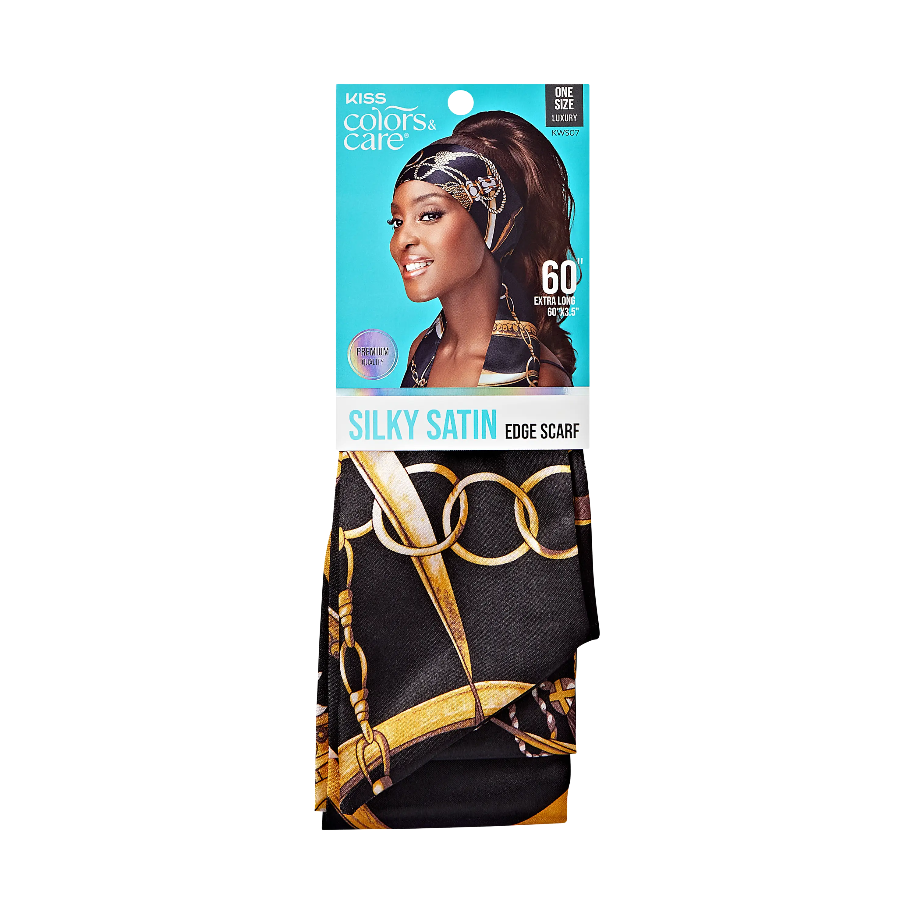 Kiss Colors & Care Silky Satin Edge Scarf - Luxe | Head Scarf, Hair Scarf, 60"L x 4"W, Hair Accessories