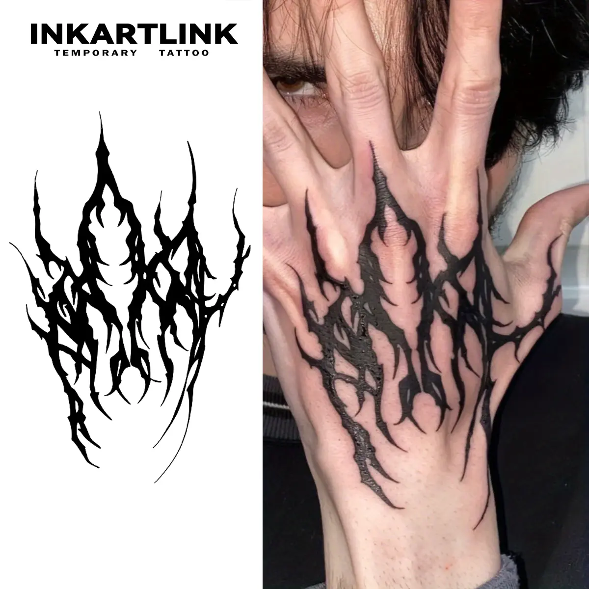 INKARTLINK Semi-Permanent Tattoos (2 Sheets), Realistic Fake Tattoos Lasting 1-2 Weeks, Waterproof Devil's Mark Adult Body Art for All Skin Types, Temporary Tattoo