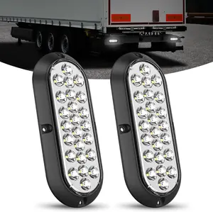 Nilight 6Inch Oval Tail Light 2PCS White 24LED Back Up Reverse Light Surface Mount Marker Light Sealed IP67 Waterproof Taillight for 12V RV Camper Truck Trailer Caravan Bus