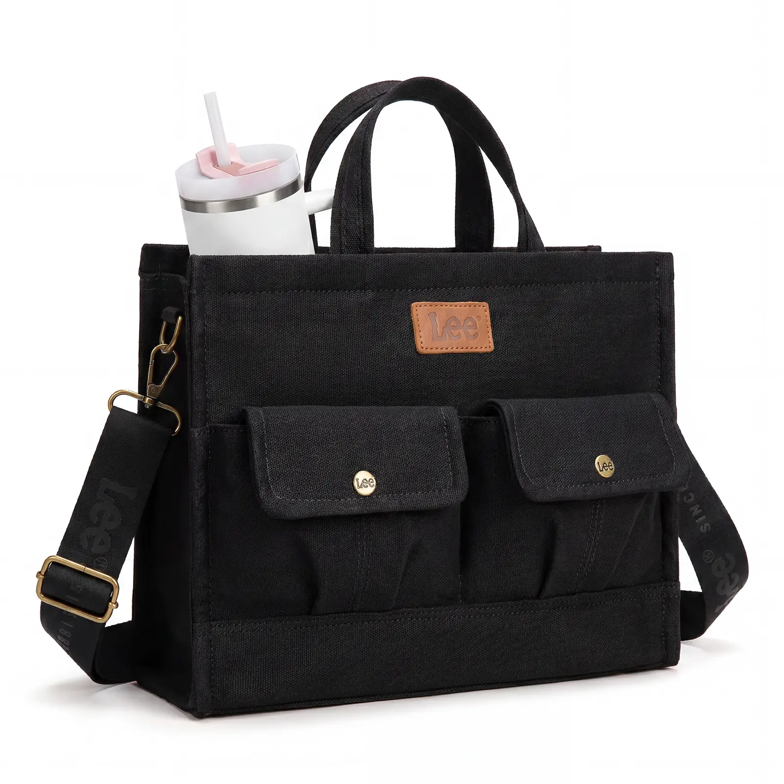 Lee work tote bag, message bag, with multiple pockets, very practical, large capacity, can hold an iPad and a 13-inch laptop, suitable for use at work or school.