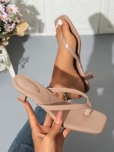 Women's Square Toe Low Heel Slip-On Sandals, Perfect for Parties, Summer Comfortable Versatile Vacation Shoes, Ladies' Casual Flip Flops, Versatile Wear, Comfy Sandals, Trendy Sandals
