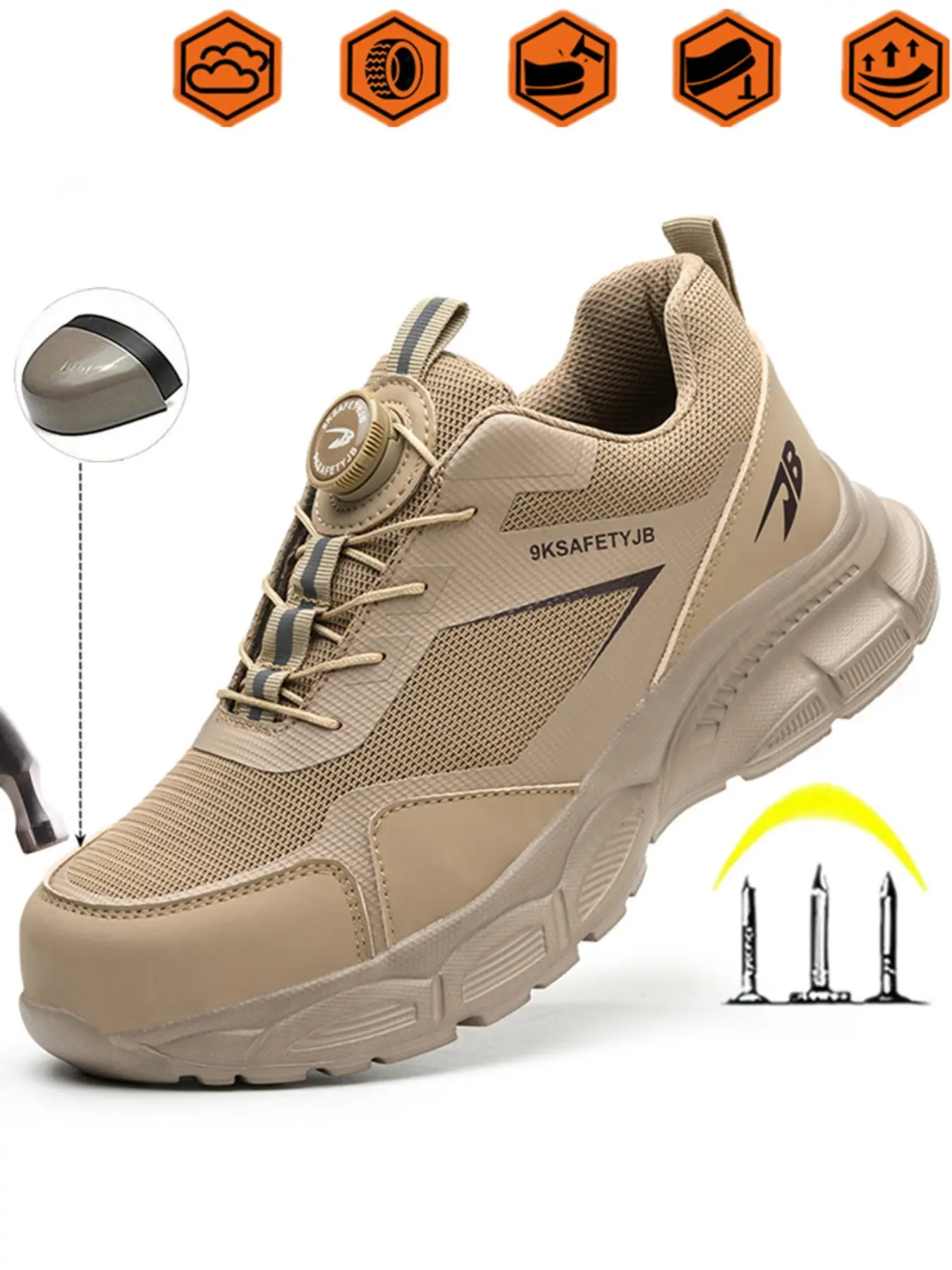 Men Women Safety Shoes, Safety Footwear, Safety Work Shoes, Non Slip Work Shoes, Nonslip Work Shoes, Anti-Slip Rubber Sole, Adjustable Buckle Strap, Ergonomic Design, Casual Daily Wear, Sizes 37-48