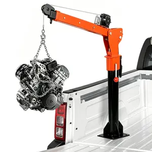1500lb Pickup Truck Crane with 2500lb Electric Winch & 360° Swivel - Alloy Steel Truck Mounted Crane with Telescopic Arm, 48in Steel Cable, 12V DC - Jib Cranes for Heavy Duty Industrial Operations