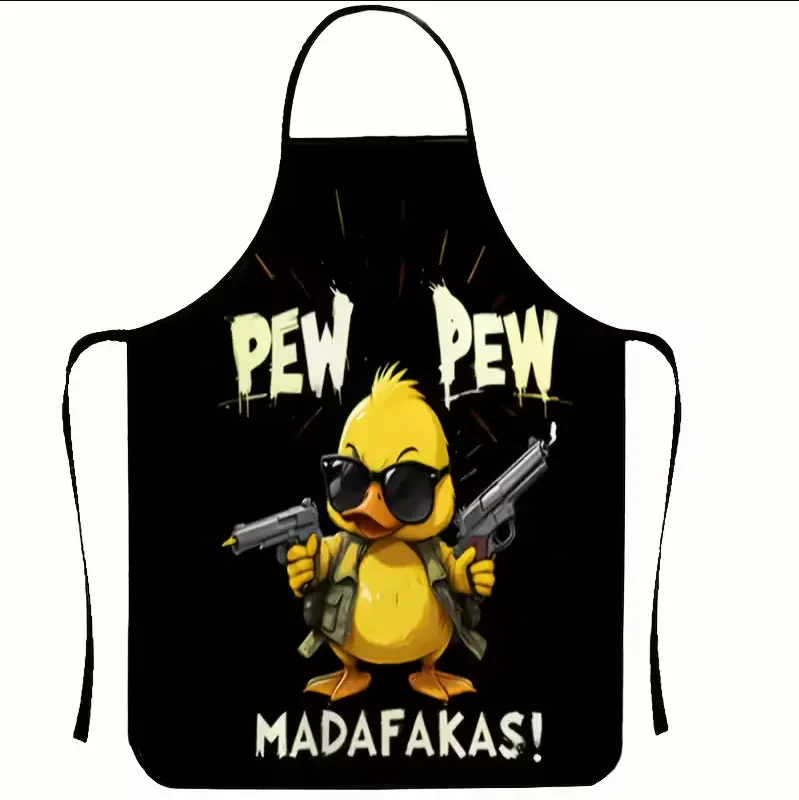 Best Gift Choice Cute Duck Print Apron, Kitchen Apron, Ideal for Cooking and Baking, Suitable for BBQ and Home Use, Perfect Creative Gift, Top Choice fQ and Baking Enthusiasts