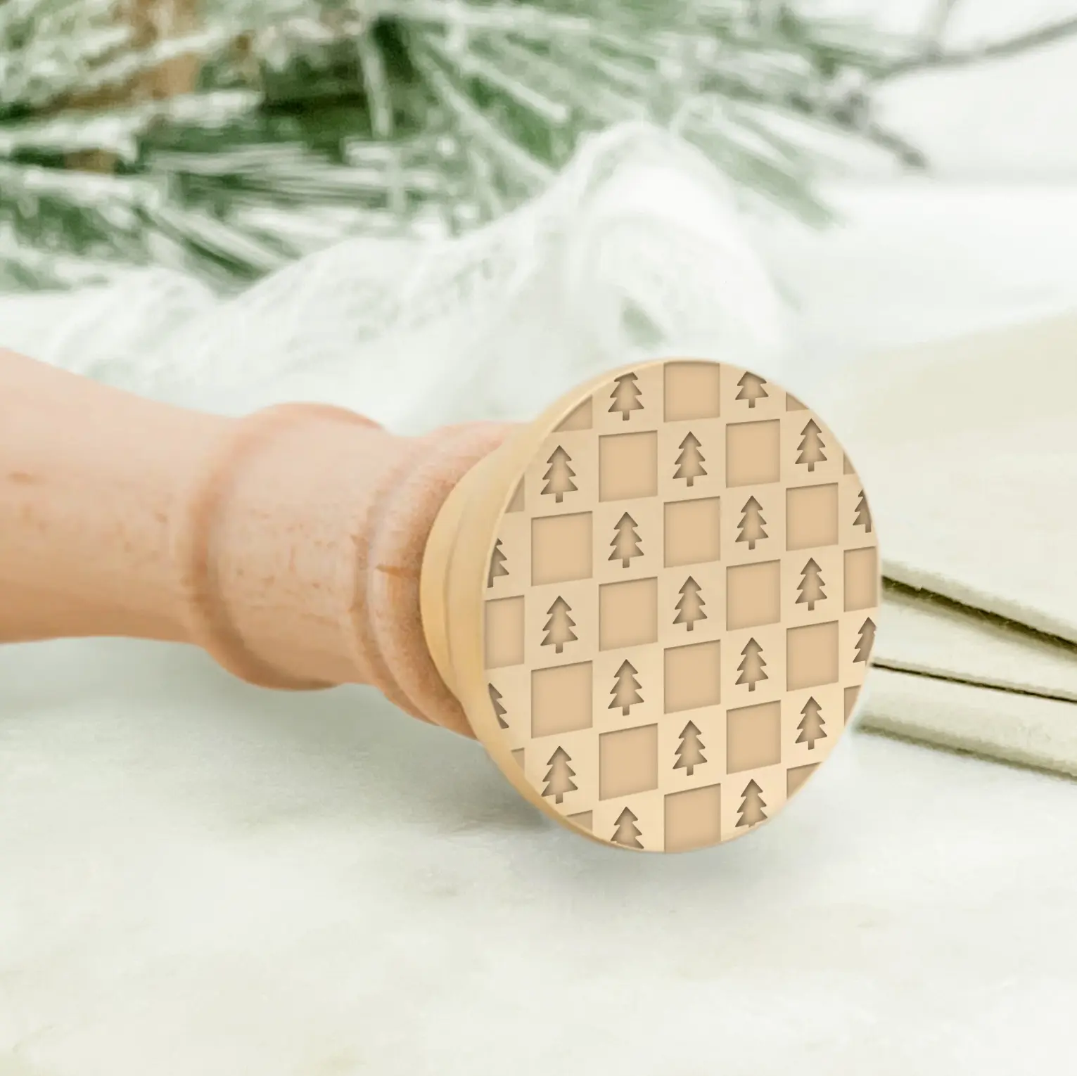 'Checkered Cheer' Wax Seal Stamp with Wooden Handle - Limited Edition Christmas Design