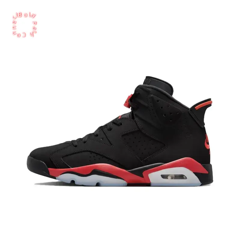 Black Suede Upper High-Top Retro Basketball Shoes with Red and Grey Accents Black Suede Upper High-Top Retro Basketball Shoes with Red and Grey Accents