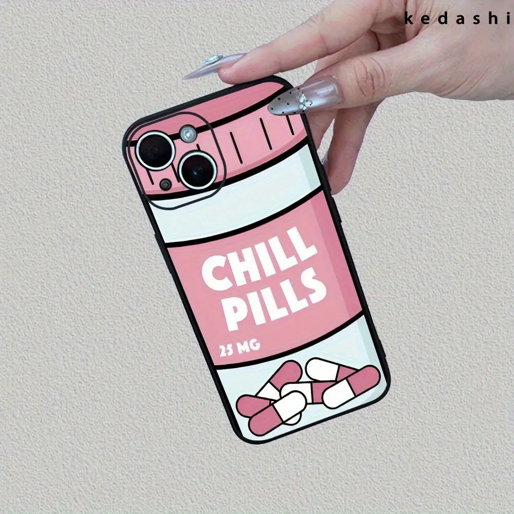 A stylish phone case with creative pill bottle design, matte finish, perfect for both men and women.compatible with iPhone 16/15/14/13/12/11, Pro/Max/Plus/XS, etc. Including models 16, 15, 14, 13, 12, 11 etc Black Aesthetic Cellphone Smartphone Protective