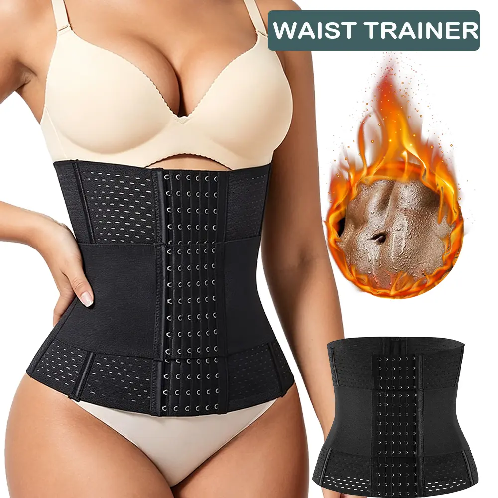Adjustable Waist Trainer for Women Double Belts Neoprene Corset with Zipper Workout Cincher for Tummy Control & Back Support,Everyday Wear