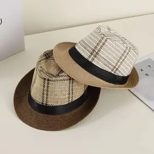 New Jazz Summer Straw Hat For Men Women Fashion Striped Breathable Cowboy British Visor Hat Outdoor Travel Beach Panama Caps