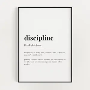 Discipline Definition Print, Discipline Definition Poster No Frame, Home Decor, Wall Art.Modern minimalist-style wall artworks. No Frame.