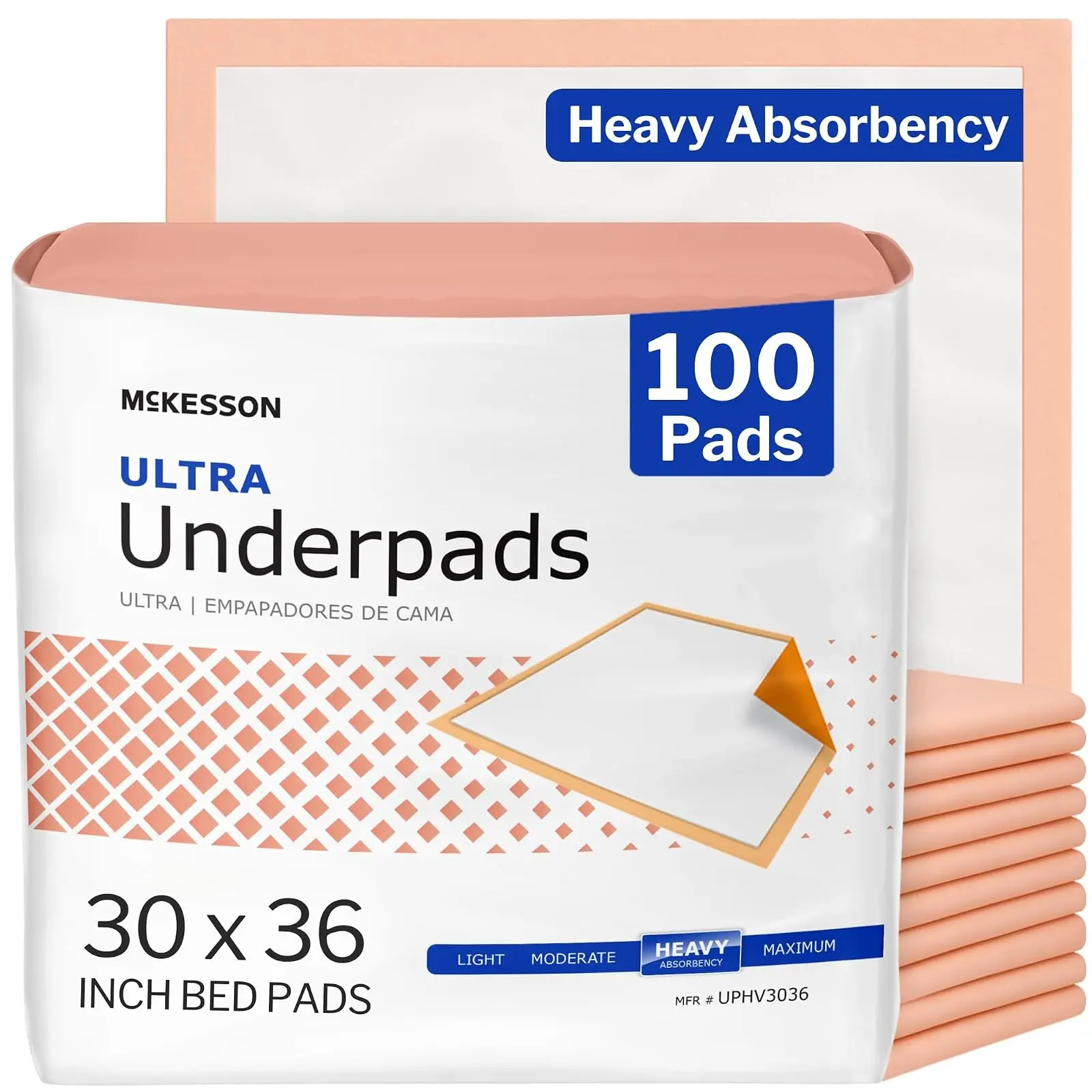 McKesson Underpads Bed Pads, Heavy Absorbency, 30 x 36 in, 100 ct | Chux Pads for Adults and Elderly, Baby Changing, Pee Pad for Pets