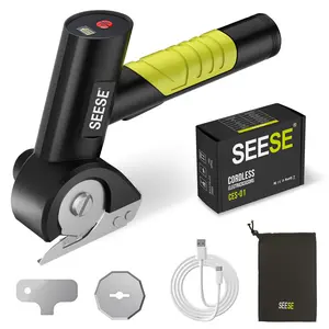 SEESE Cordless Rechargeable Electric Scissors – Portable Cutter for Fabric, Cardboard, Leather, Carpet & Crafting Sewing Tools