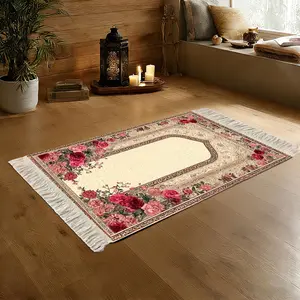 1Pc Festival Home Foldable Niche-Lace Prayer Pad, Quiet Stain-Resist Floor-Safe, Daily-Worship+Festival-Prayer Universal Machine-Wash, Faith Décor Multi-Size