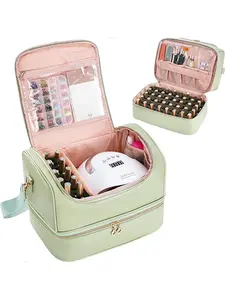 Nail Polish Organizer Bag Holds 40+10 Bottles, Nail Lamp & Supplies, Nail Tech Storage Case, Gel Kit Box Gift for Manicurists, Makeup Storage Bag, Travel Cosmetic Bag, Cosmetic Pouch