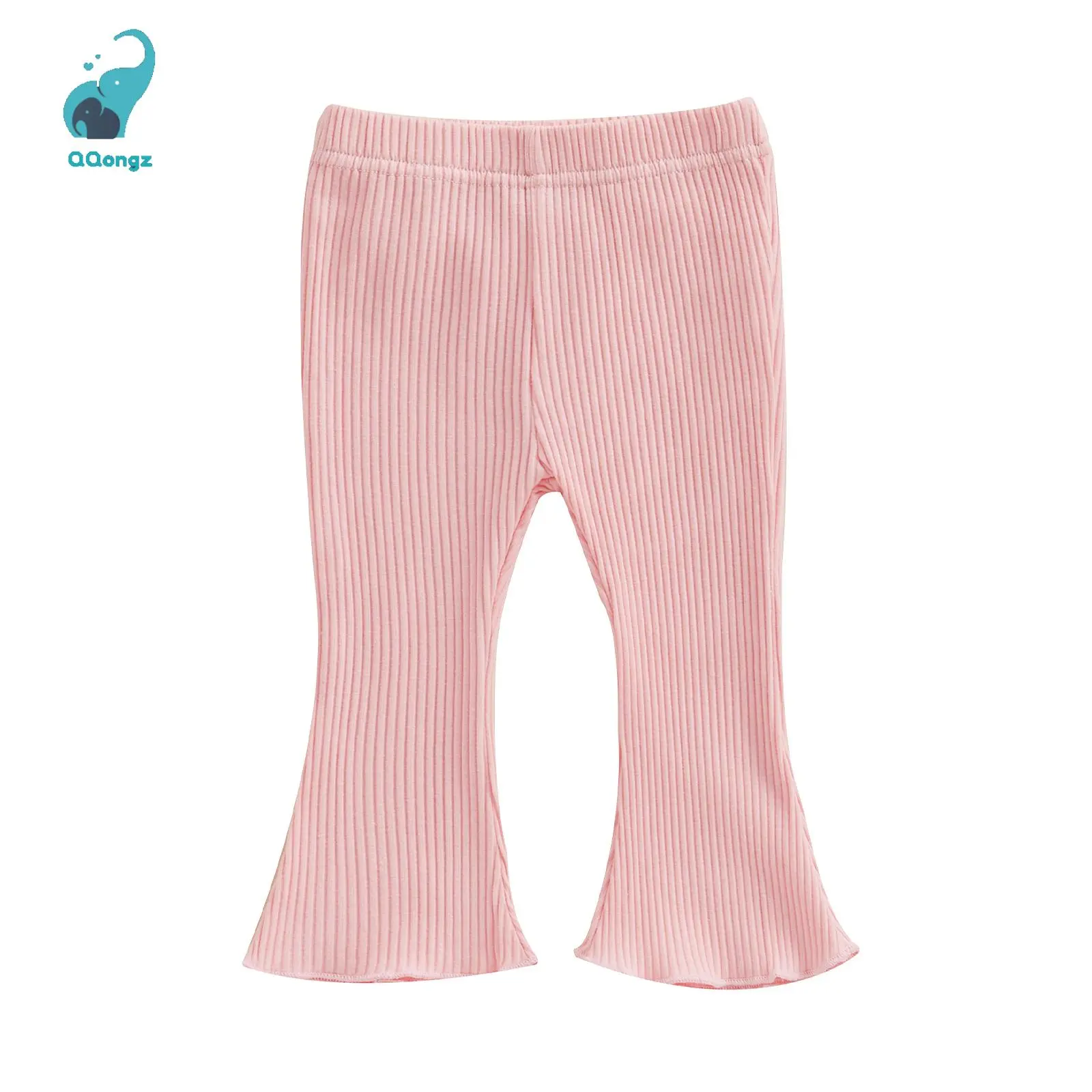 Ribbed Flared Pants for Baby & Toddler Girls, Solid Cotton Bell Bottoms with an Elastic Band for Casual Fall Wear, 3-6 Months, Solid Ribbed, 12 - 18 Months, Spandex Stretch, Cotton Blend Fabric, Girl Wear, Casual Wear