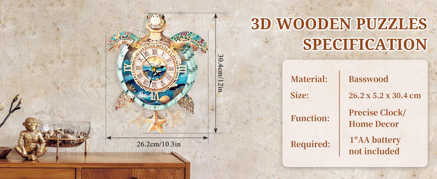 3D wooden puzzle clock details