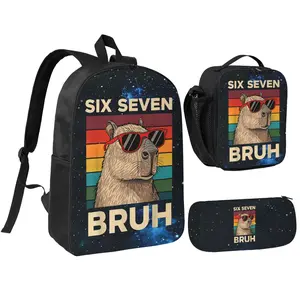 Six Seven Bruh Backpack & Lunchbox Set 67-Inspired Design for Students Professionals Travelers Ideal for School Work Leisure