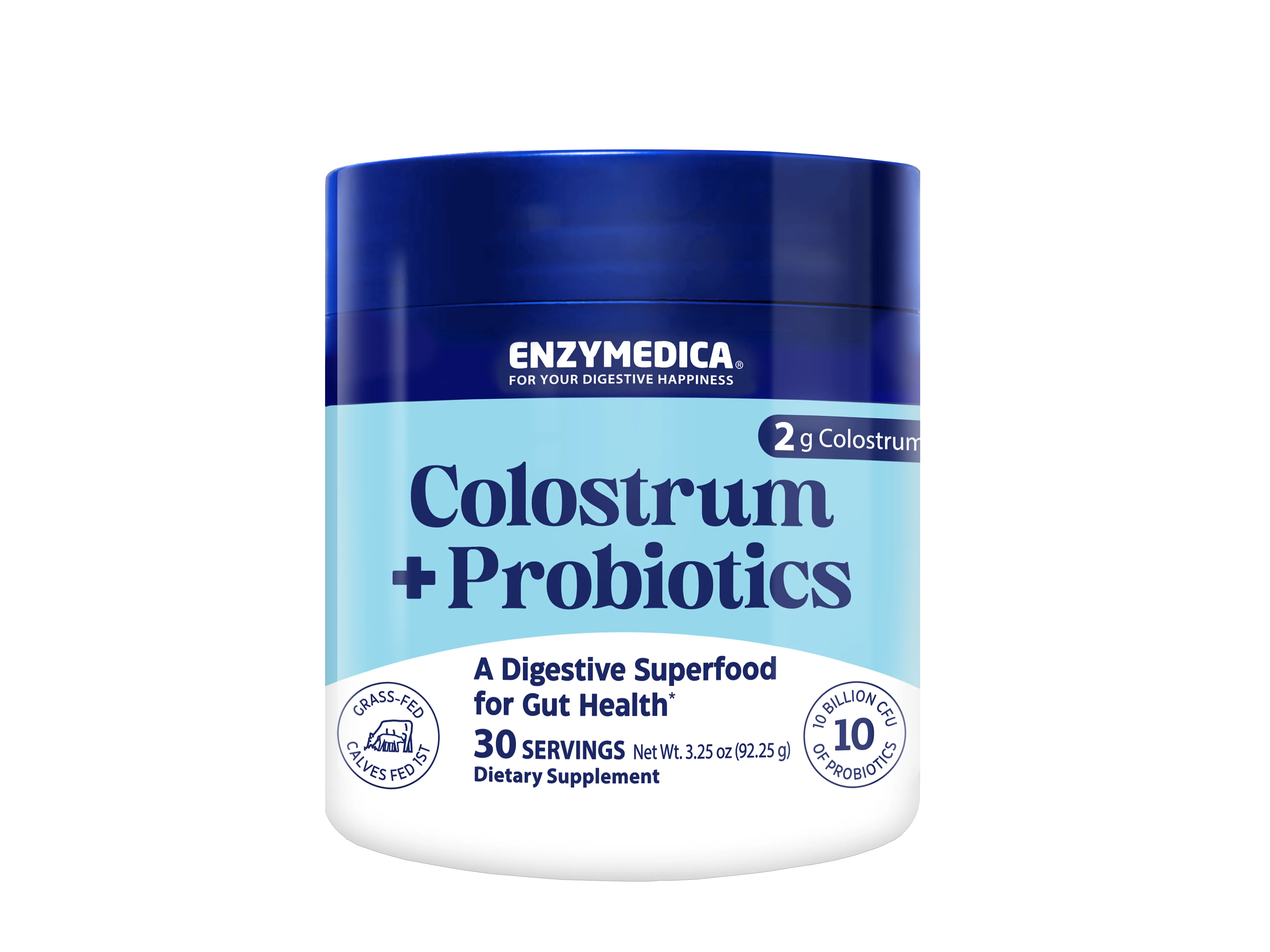 Enzymedica Colostrum + Probiotics | Grass-Fed Colostrum Powder + 10 Billion CFU Probiotics | Supports Digestive, Immune & Microbiome Health | Unflavored | 30 Servings | 3.25 oz