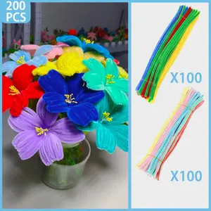 200-Piece Pipe Cleaner Craft Kit - Flexible Plastic Macaron Twister Rods, Vibrant Assorted Colors, Family-Friendly DIY Educational Supplies for Flexible Wire Dolls Making