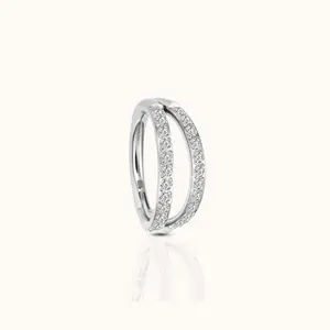 Double Circle CZ Pave Clicker Titanium Hinged Hoop Earring