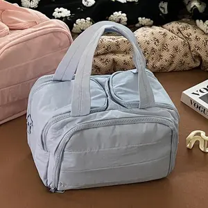 TK 4-in-1 Puffy Toiletry Bag for Women Oxford Cloth Large Capacity Space-Saver Travel Organizer with 4 Compartments Multi-Functional Makeup Pouch for Outdoor Fun Trips