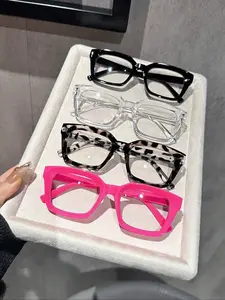 Women's Plastic Geometric Classic Full Frame Multicolor Fashion Glasses, Office Street Flash Music Festival Party Dating Accessories, Leopard Pattern Eyeglasses, Eyewear Frame