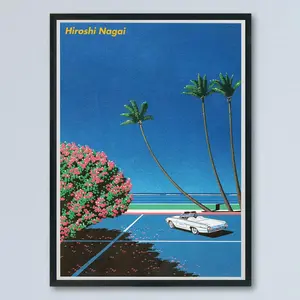 1pc, Hiroshi Nagai Vintage Canvas Poster, Retro Art Decor, Frameless Wall Art, Cartoon Style, Modern & Retro, Vertical, Indoor & Outdoor Use, Spring & Winter Season, Ink on Canvas, for Living Room, Bedroom, Office, Bathroom, Kitchen