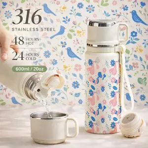 1 Pc insulated mug, 20oz vacuum cup, double wall stainless steel thermal mug, leak proof lid with handle, keeps hot 12 hours cold 24 hours, portable travel mug for coffee tea water, Mothers Day gift for mom women holiday office daily use