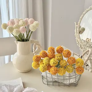 5pcs/10pcs Artificial Flowers, Realistic Chrysanthemum Balls, Home Living Room Decor, Dandelion DIY Floral Arrangements