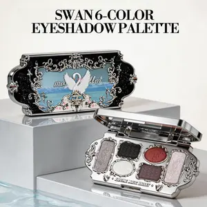 6-Color Eyeshadow Palette with Mirror, Matte, Shimmer, Glitter Eye Makeup, High Pigment Long-Lasting, Smoky and Daily Wear, Shimmering Eyeshadow Palette