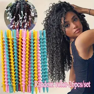 26-Piece Random Color Curling Iron Set, Long Hair Spiral Curler, DIY Hairstyling Tool, Ion Heat Styler, Home Essential, Vibrant Colors