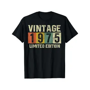 Vintage |   Limited Edition] 100% Cotton, Breathable & Comfortable Vintage 1975 Limited Edition Men's & Women's T-Shirt  Ideal for Casual Wear & Special Occasions, Perfect 50th Birthday Gift, Black,