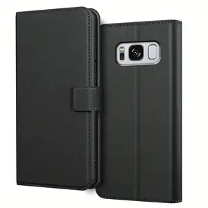 For Samsung Galaxy S8 / S8+ / S8 Plus Case With Kickstand PU Leather Card Slot Black Wallet Flip Protective Phone Case Cover Casing