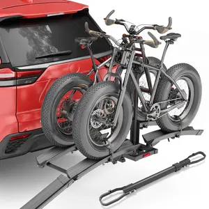 【YZONA】Upgraded 200lbs Hitch E-Bike Rack with Ramp – Fits 2 E-Bikes, 2" Receiver, Foldable & Tilting Platform for Cars, SUVs, Trucks, Compatible with Fat Tires up to 5"