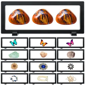 12 Pcs 3D Floating Display Case Set,Floating Frame Display Holder Stands,Challenge Coin Jewelry Frame Box for AA Medallions,Fossil,Rock,Gemstones,Specimen,Christmas Party Gifts,Hand Tools Kits