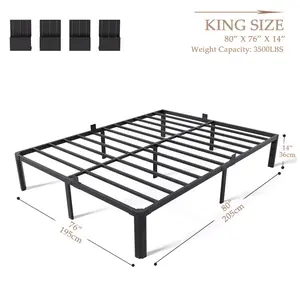 XUKIL Heavy Duty Metal Bed Frame,3500 LBS Support,No Box Spring Needed,  14‘’ storage space,Easy Assembly,Twin/Full/Queen/King size Bedroom Furniture Platform Bed