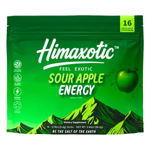 Himaxotic Energy Sour Apple - 16 Count Natural Fruit Blend with Clean Caffeine & Electrolytes for Focus & Clarity - 0.18 Oz Each - 162 Mg Caffeine & Nootropics
